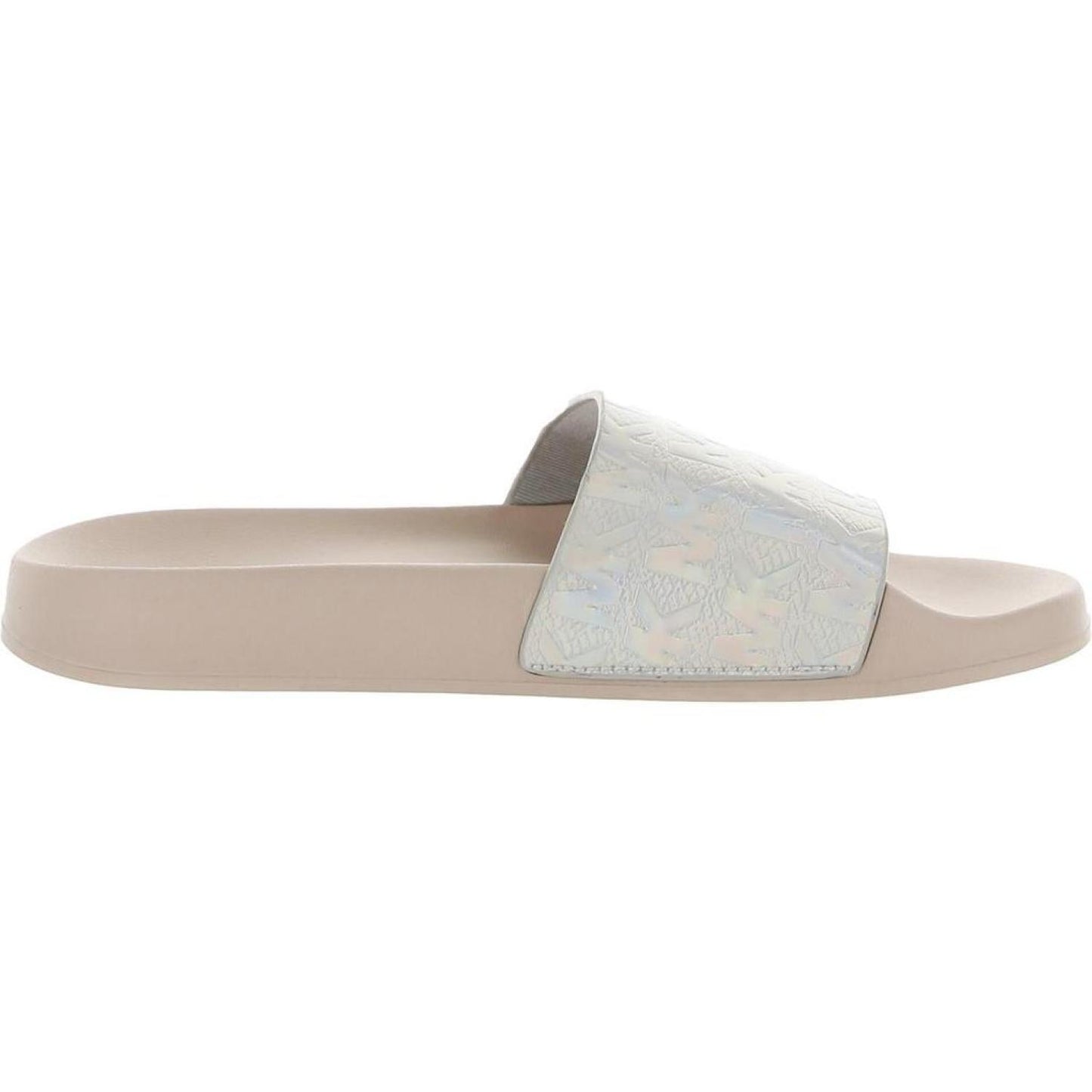 Womens Iridescent Slip On Slide Sandals