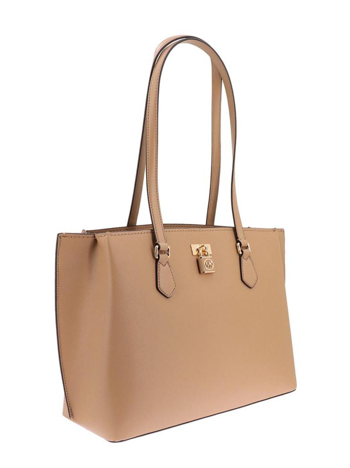 Michael Kors Padlock Detailed Top Zip Large Tote Bag