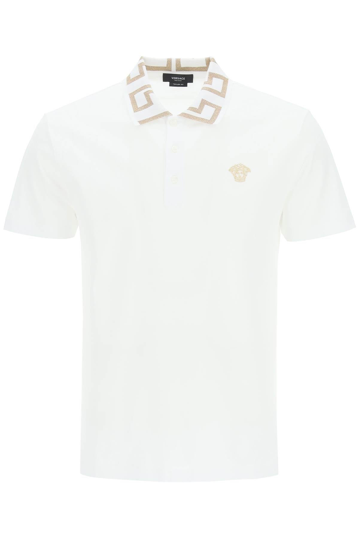 Versace taylor fit polo shirt with greca collar