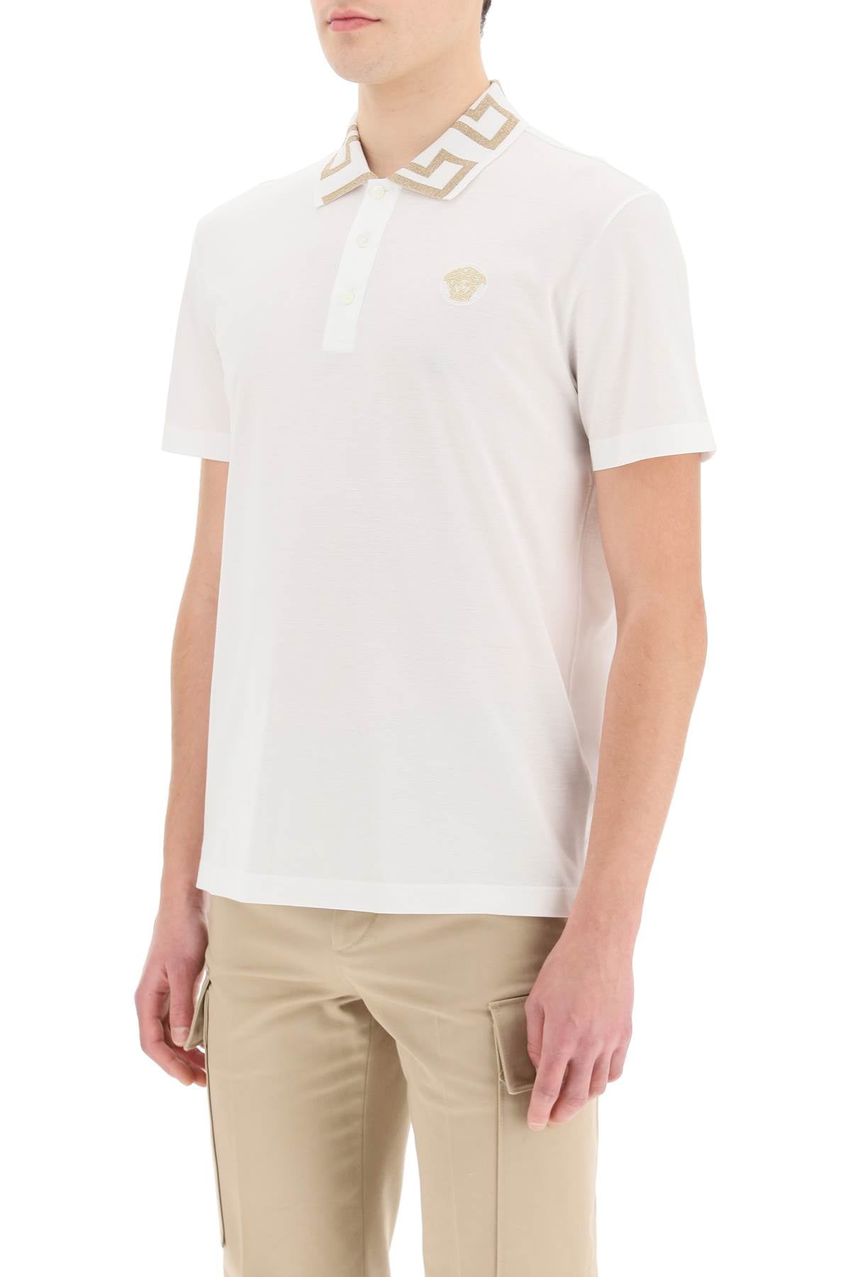 Versace taylor fit polo shirt with greca collar