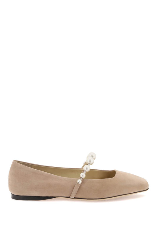 Jimmy choo suede leather ballerina flats with pearl