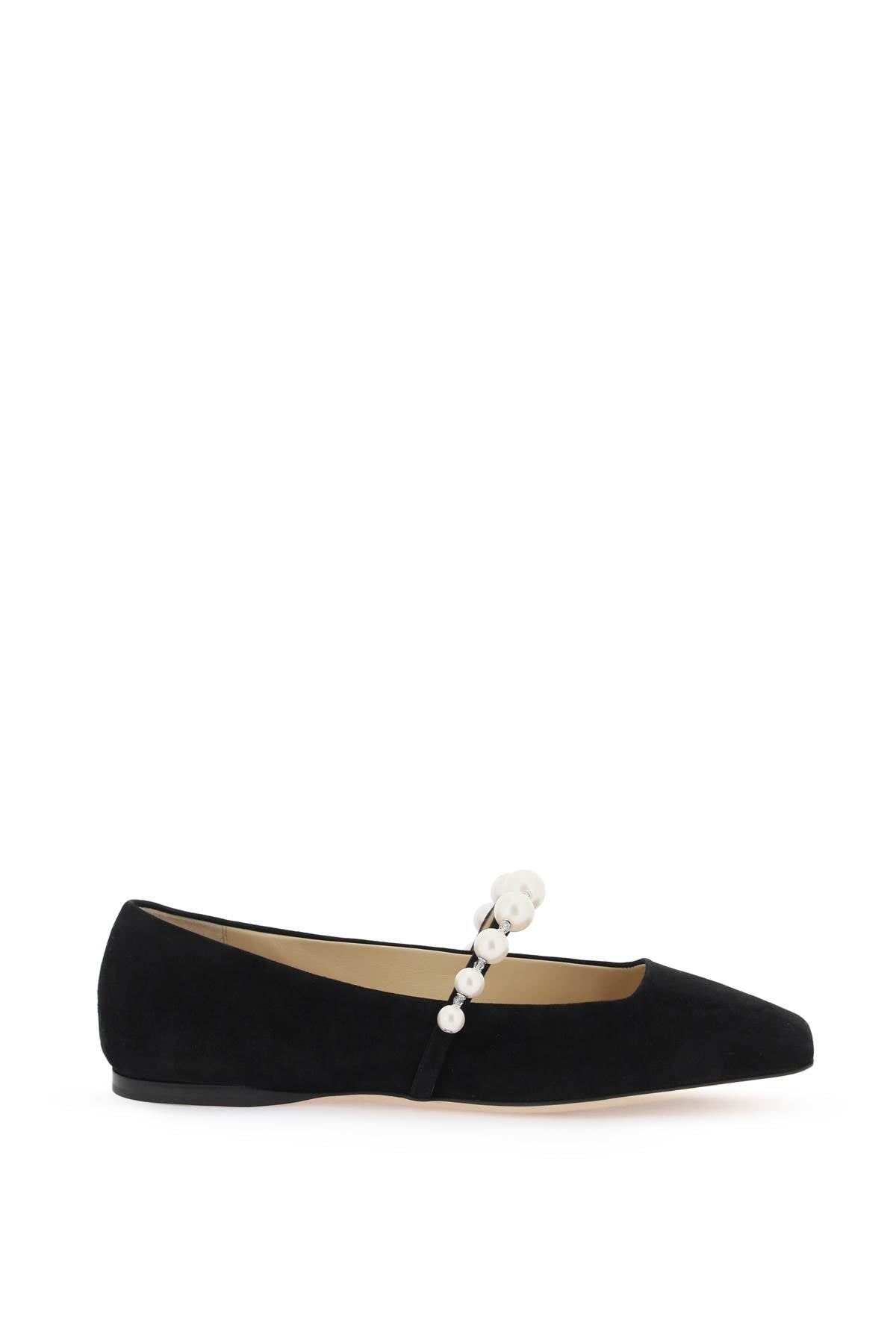 Jimmy choo suede leather ballerina flats with pearl