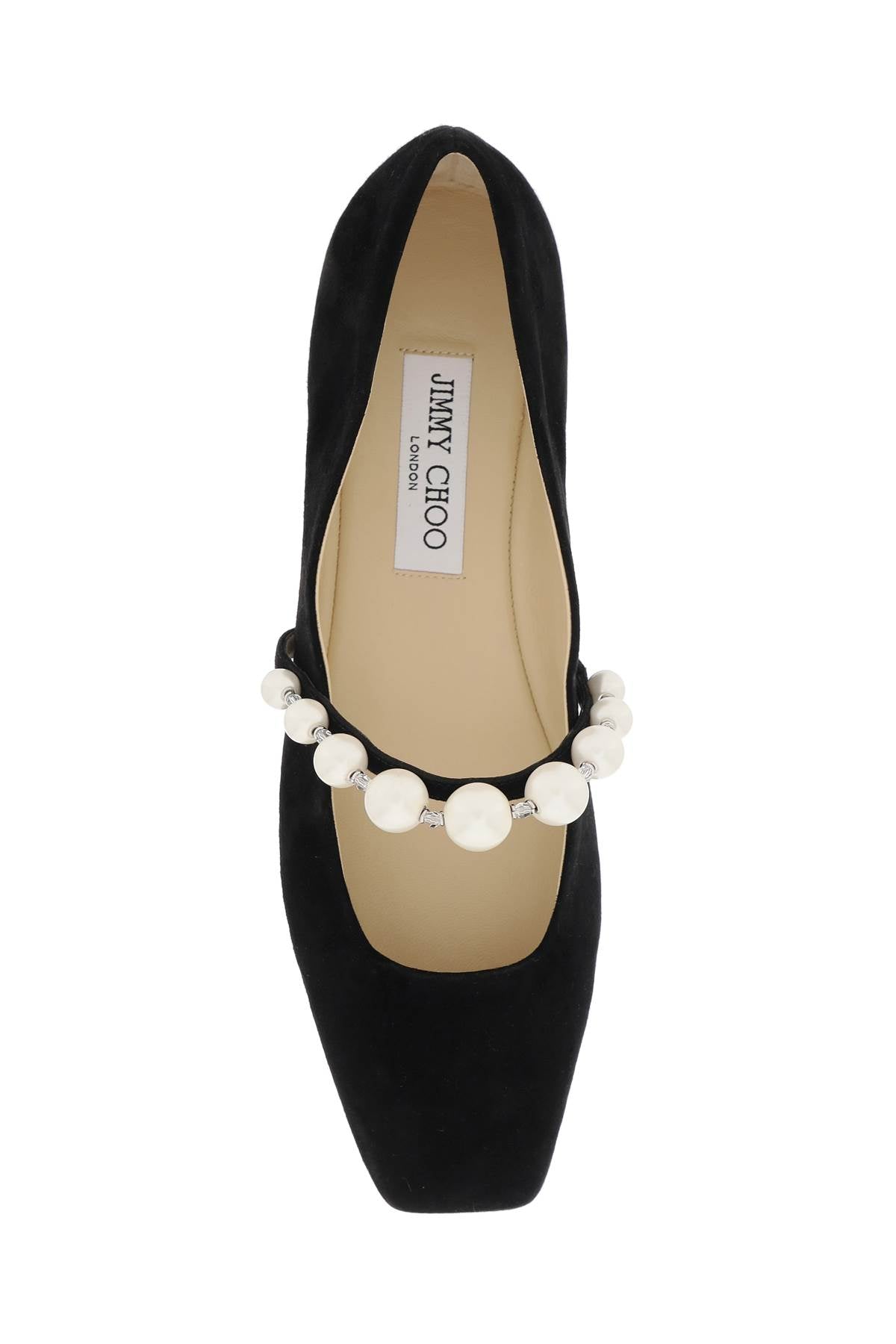 Jimmy choo suede leather ballerina flats with pearl