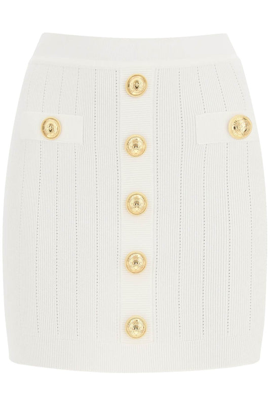 Balmain knit mini skirt with embossed buttons