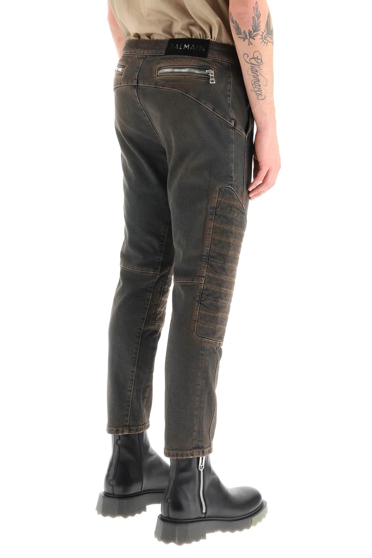 Balmain stretch jeans with quilted and padded inserts