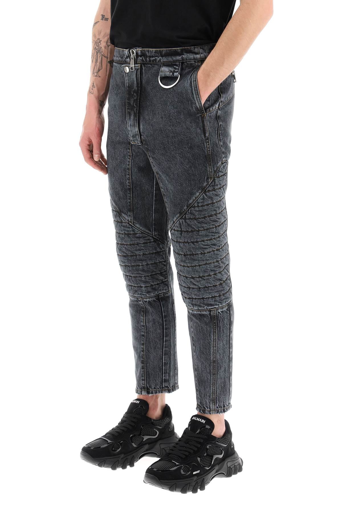 Balmain jeans with quilted and padded inserts