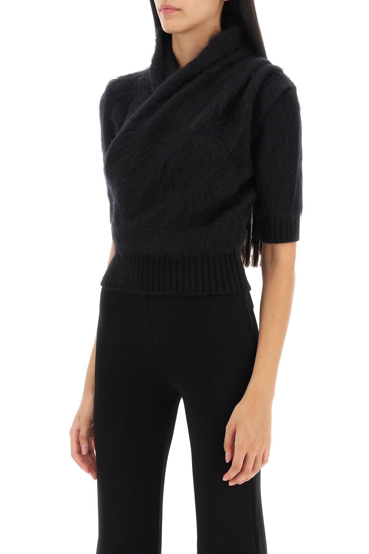 Balmain brushed-yarn surplice top