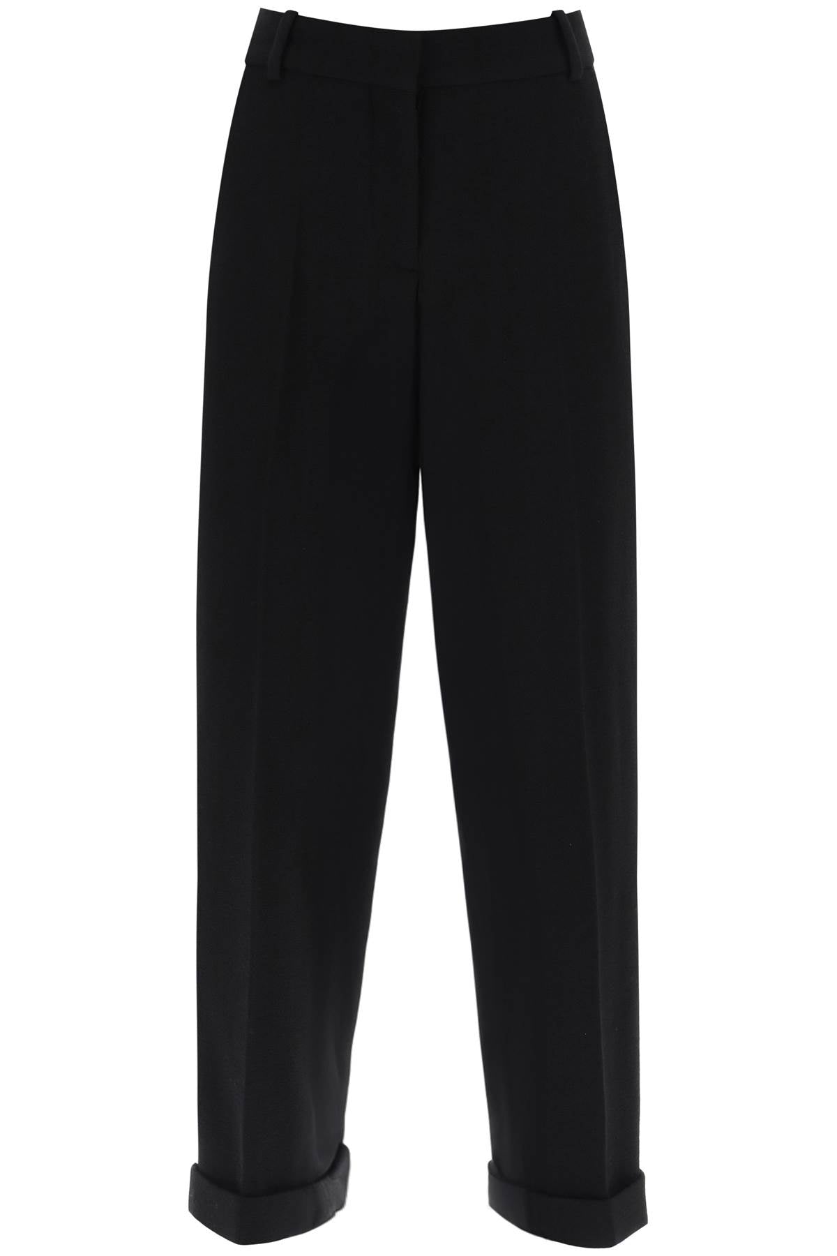 Balmain cuffed wool crepe trousers