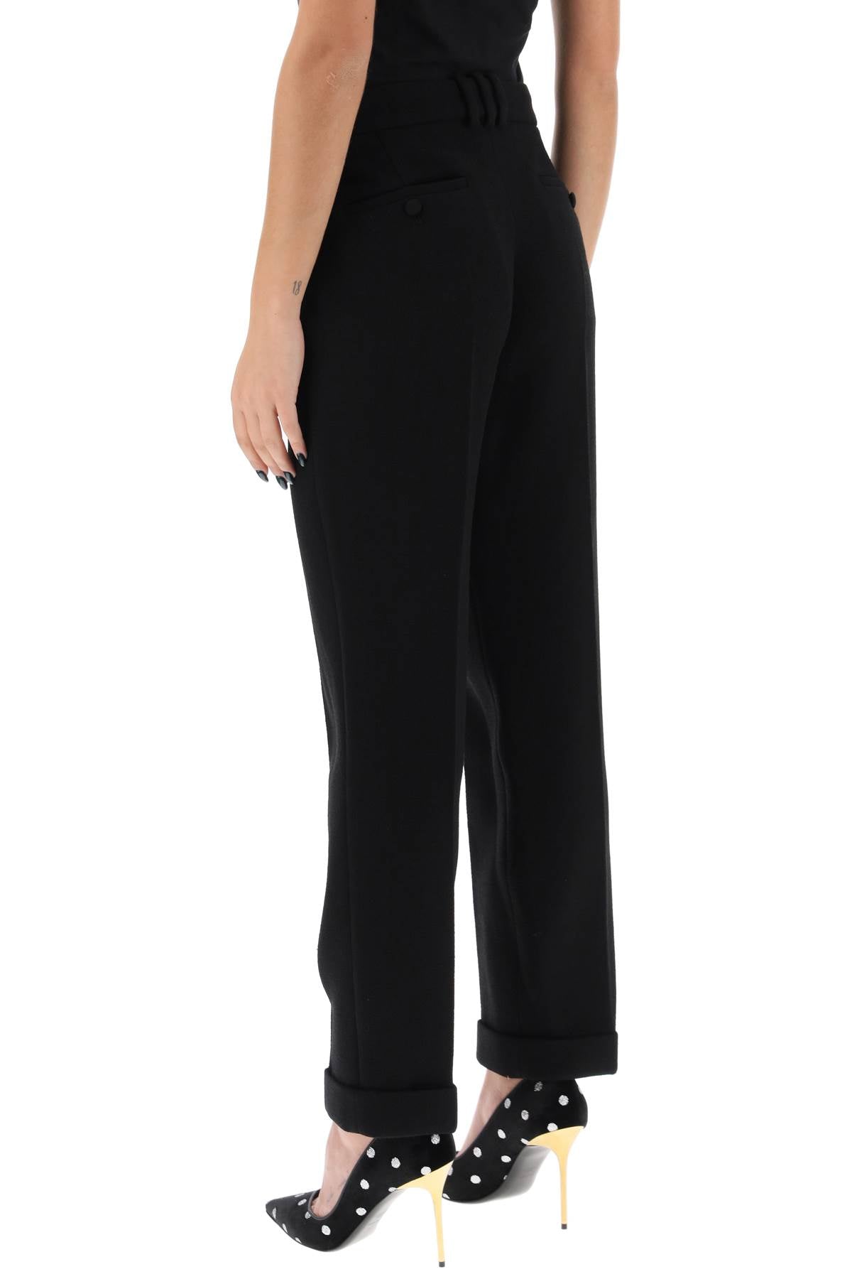 Balmain cuffed wool crepe trousers