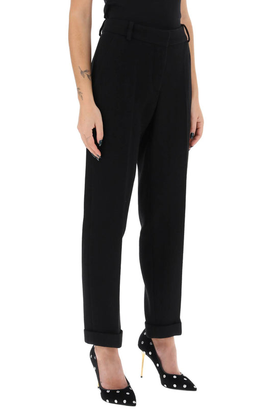 Balmain cuffed wool crepe trousers