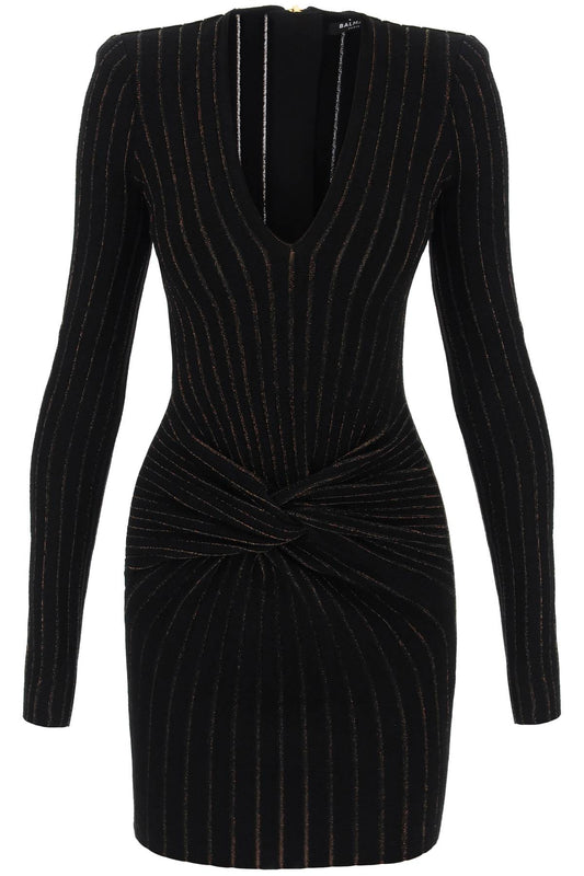 Balmain knitted mini dress with lurex stripes