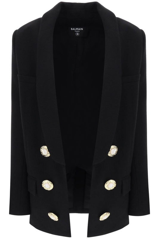 Balmain wool crepe open jacket