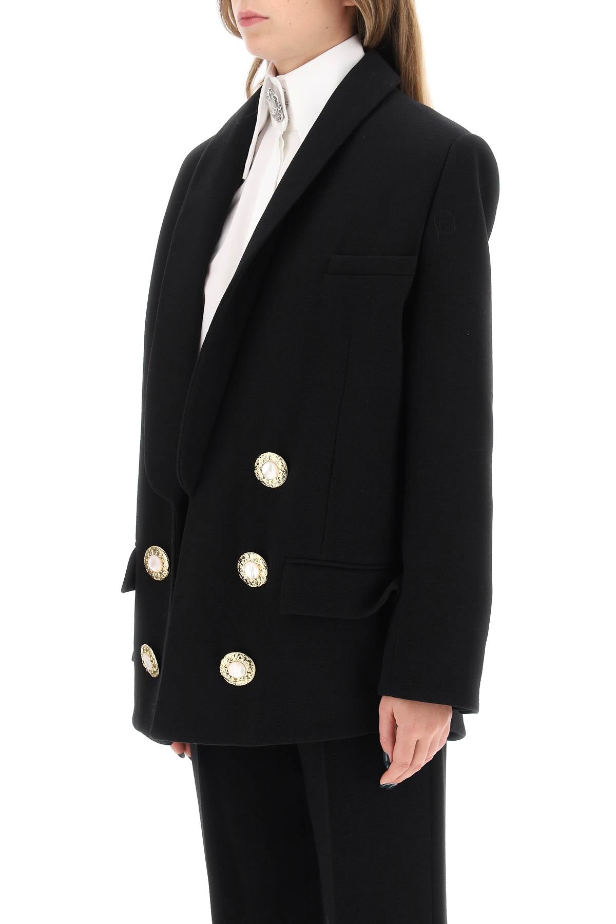 Balmain wool crepe open jacket