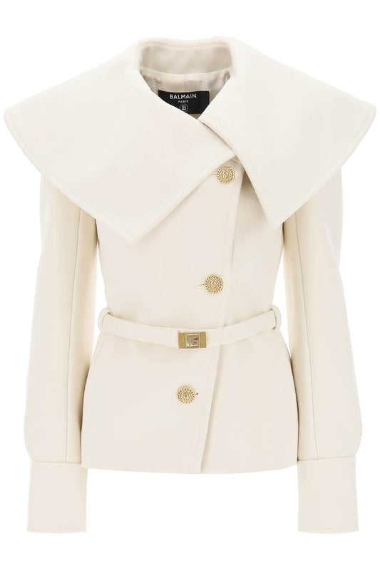 Balmain belted double-breasted peacoat