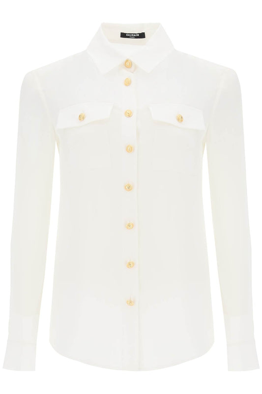 Balmain crepe de chine shirt with padded shoulders