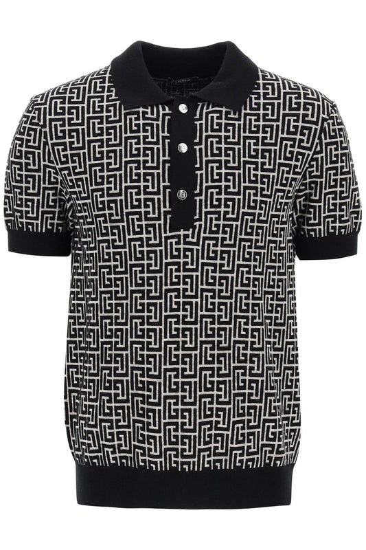 Balmain knitted polo shirt with monogram