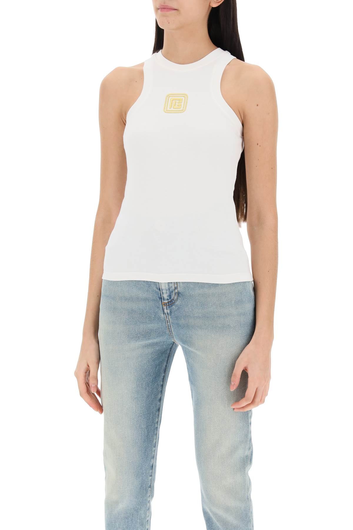 Balmain tank top with pb embroidery