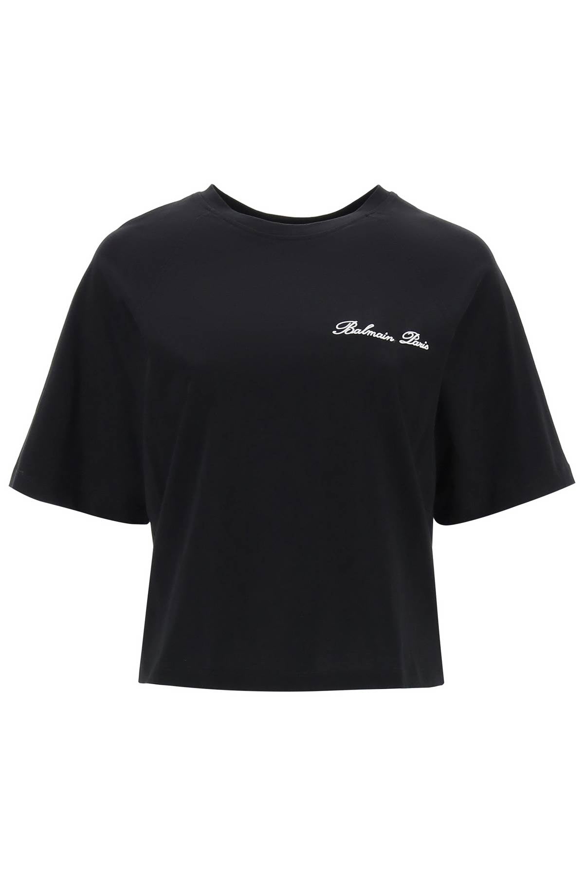 Balmain cropped t-shirt with logo embroidery