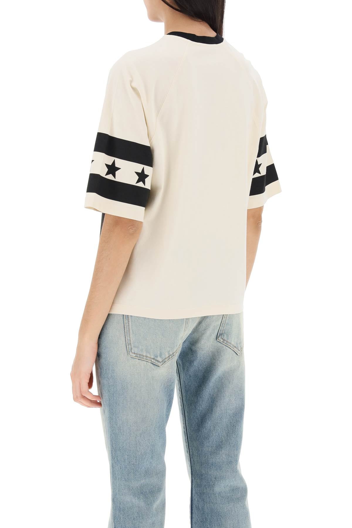 Balmain cropped t-shirt with star and logo prints