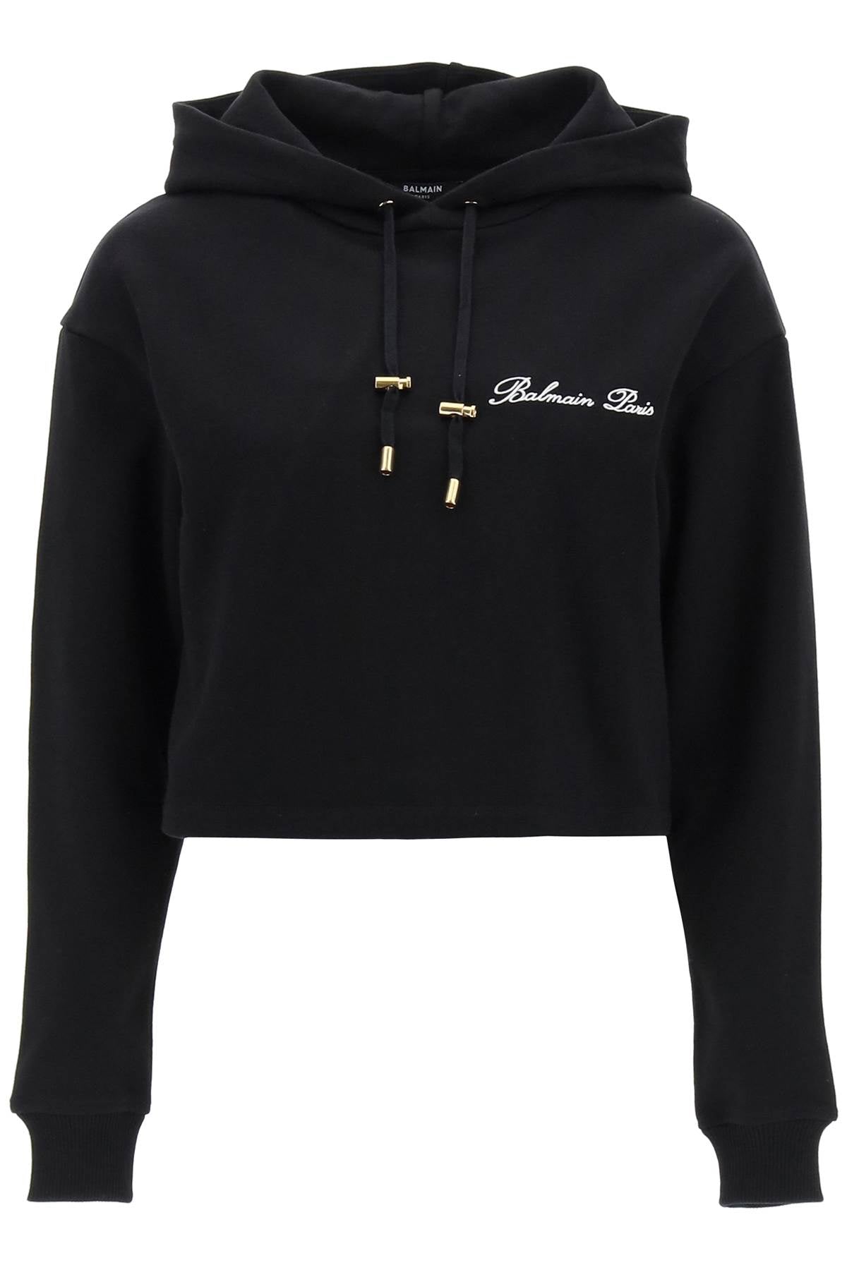 Balmain cropped hoodie with logo embroidery