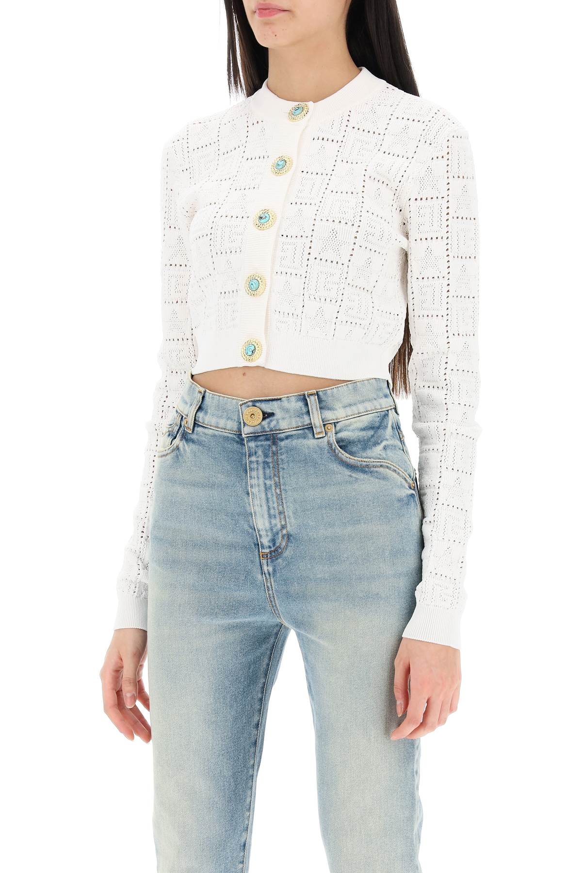 Balmain cropped cardigan with jewel buttons