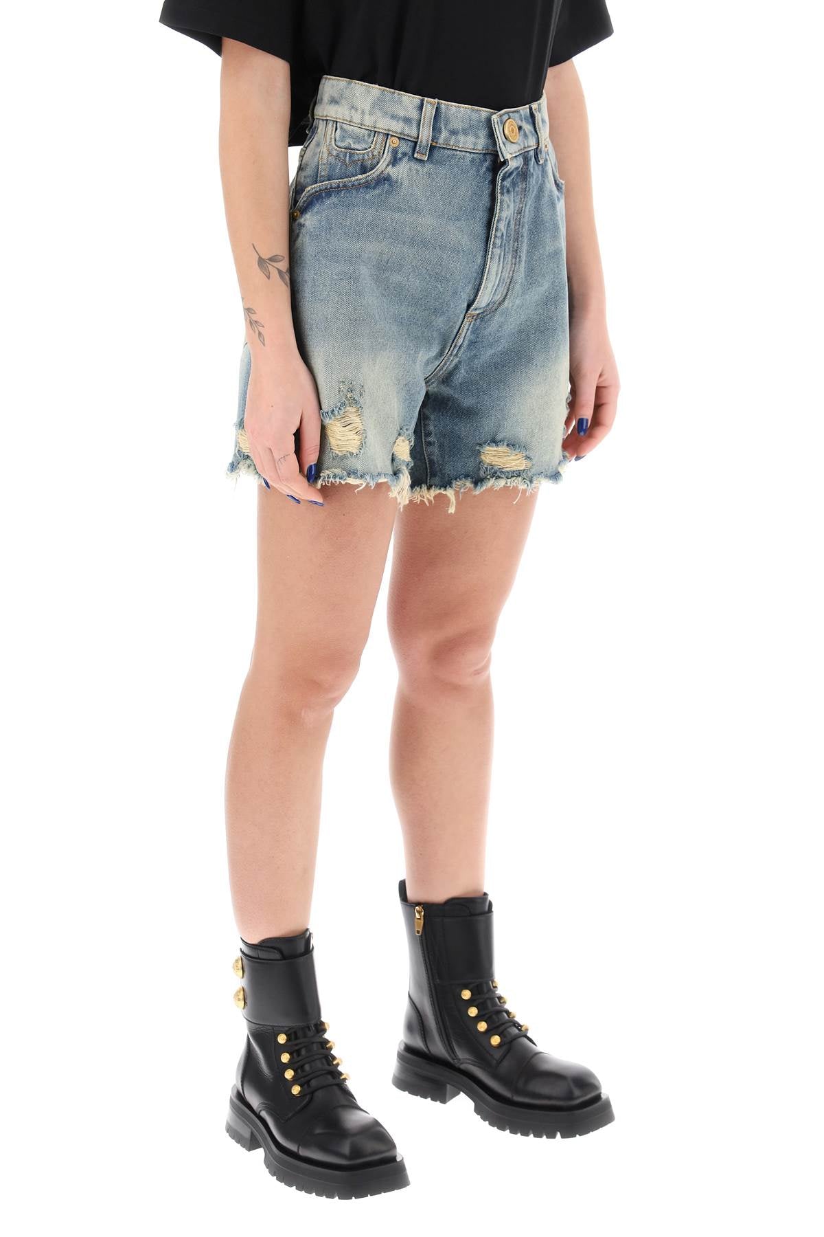 Balmain distressed denim shorts