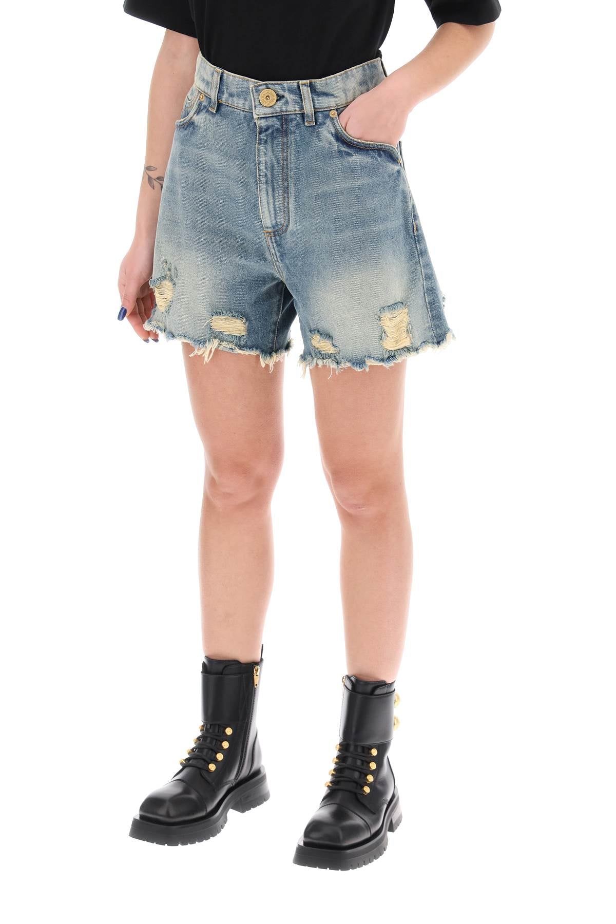 Balmain distressed denim shorts