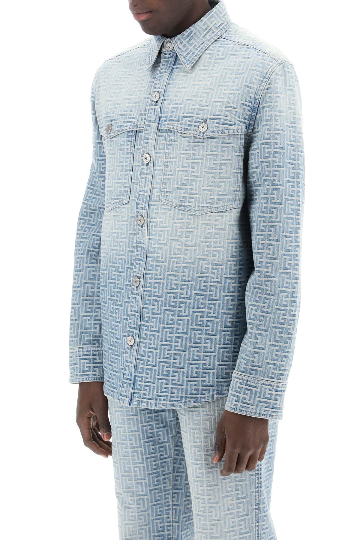 Balmain monogram denim overshirt