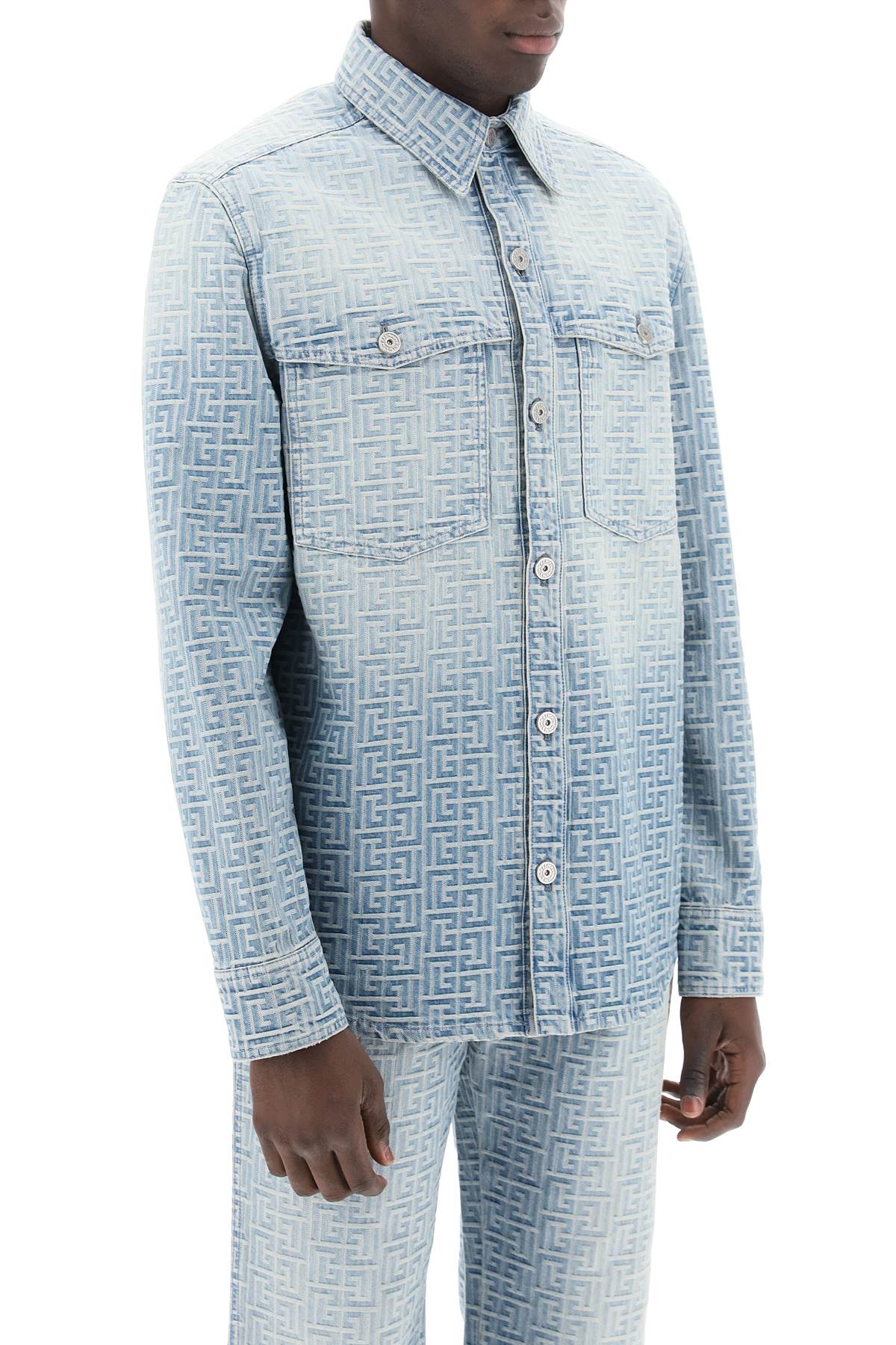 Balmain monogram denim overshirt