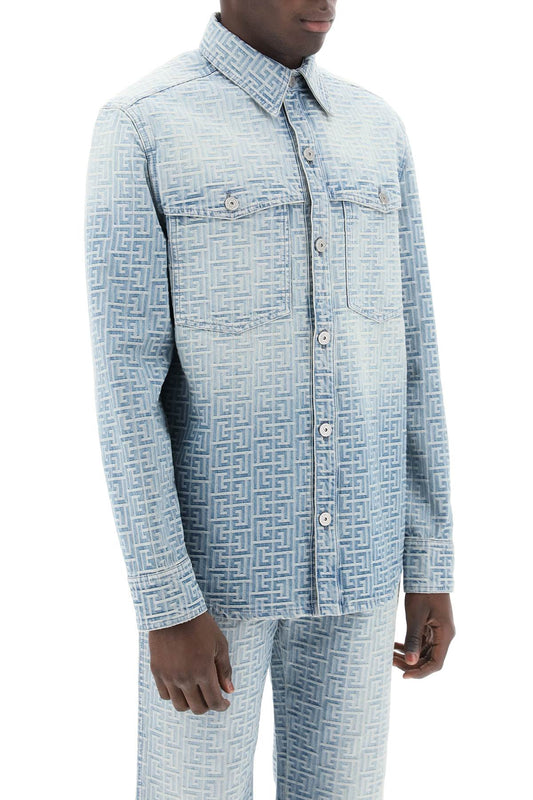 Balmain monogram denim overshirt