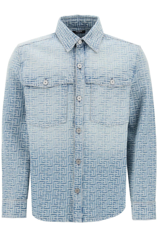 Balmain monogram denim overshirt