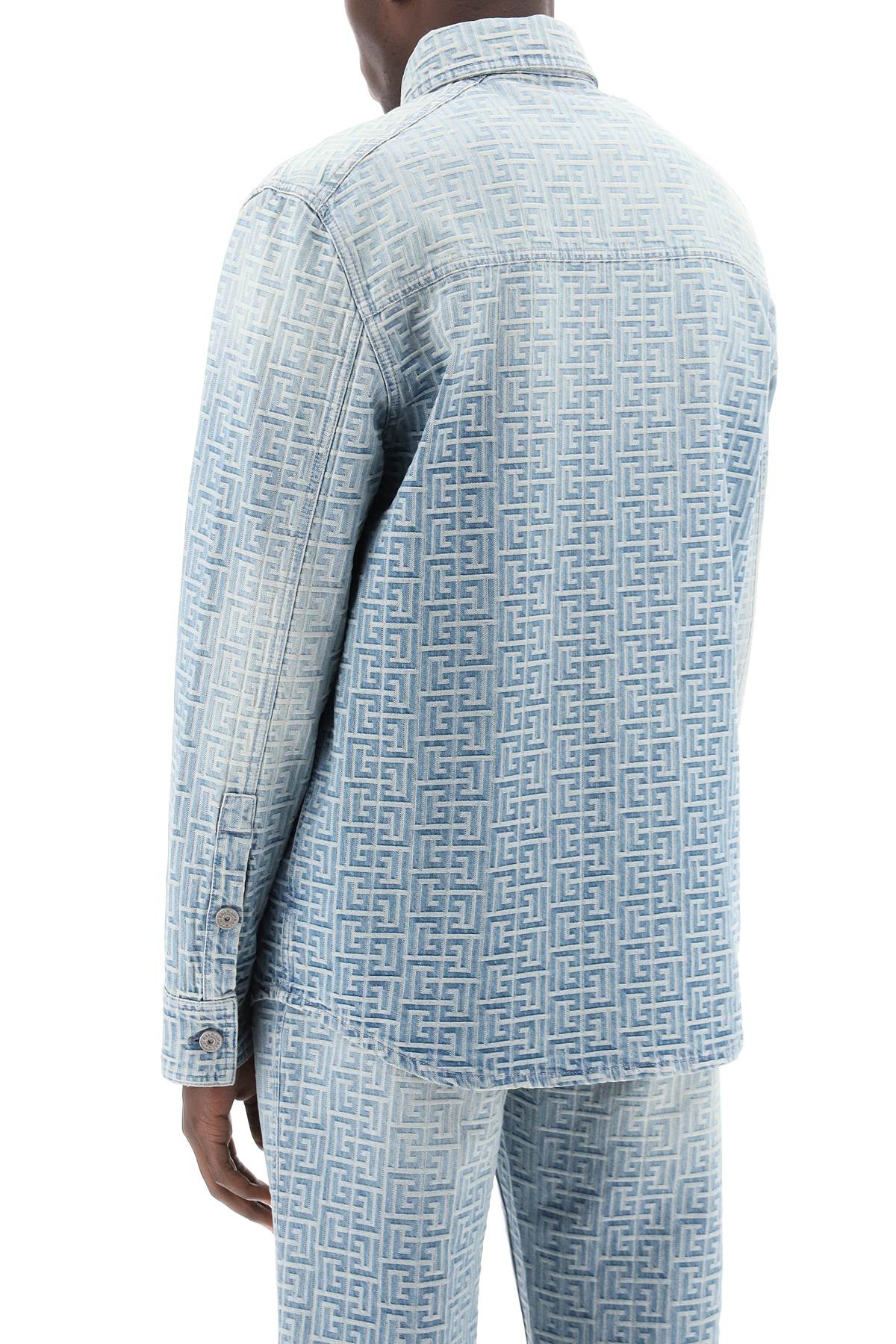 Balmain monogram denim overshirt