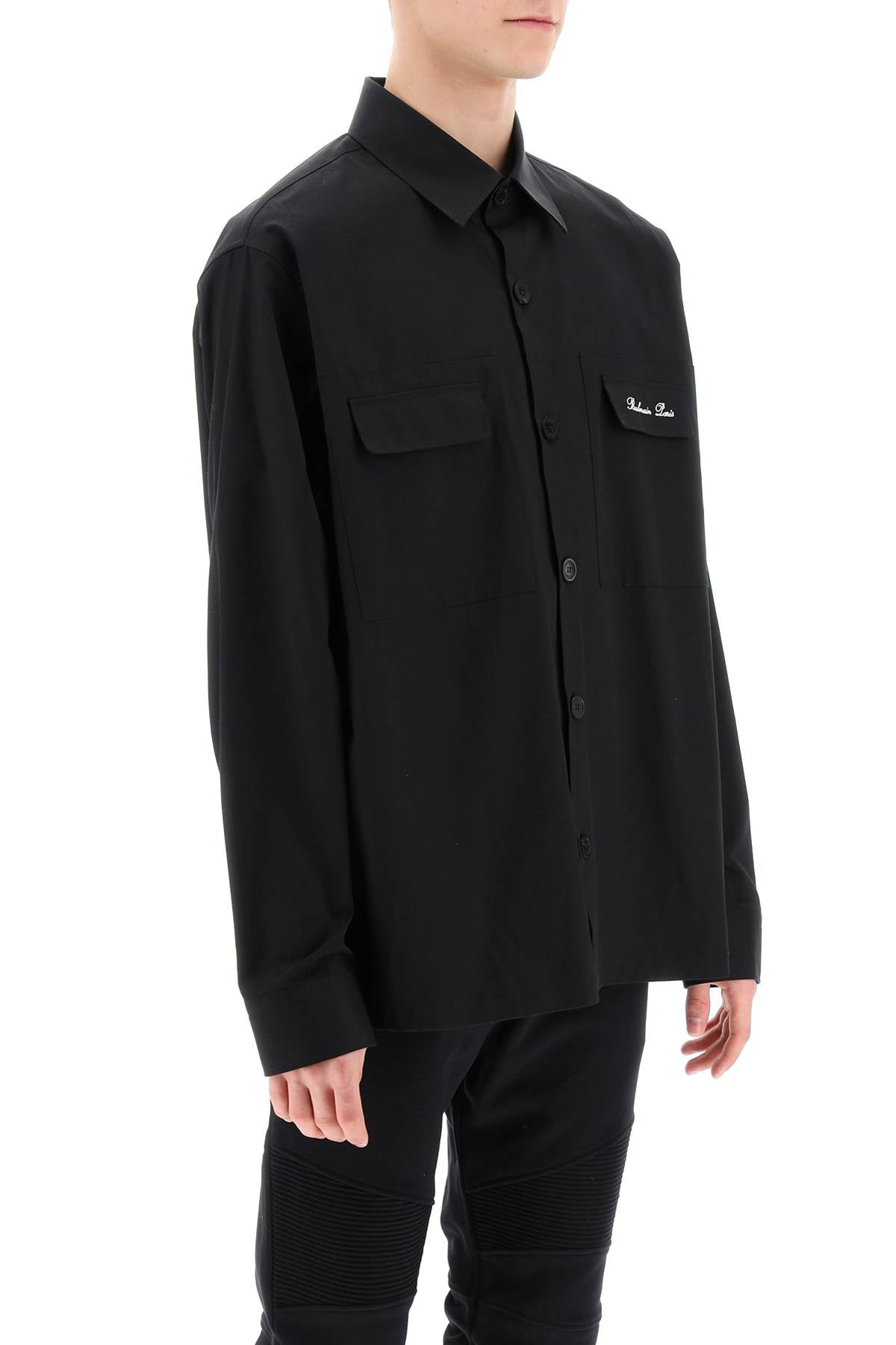 Balmain overshirt with logo embroidery