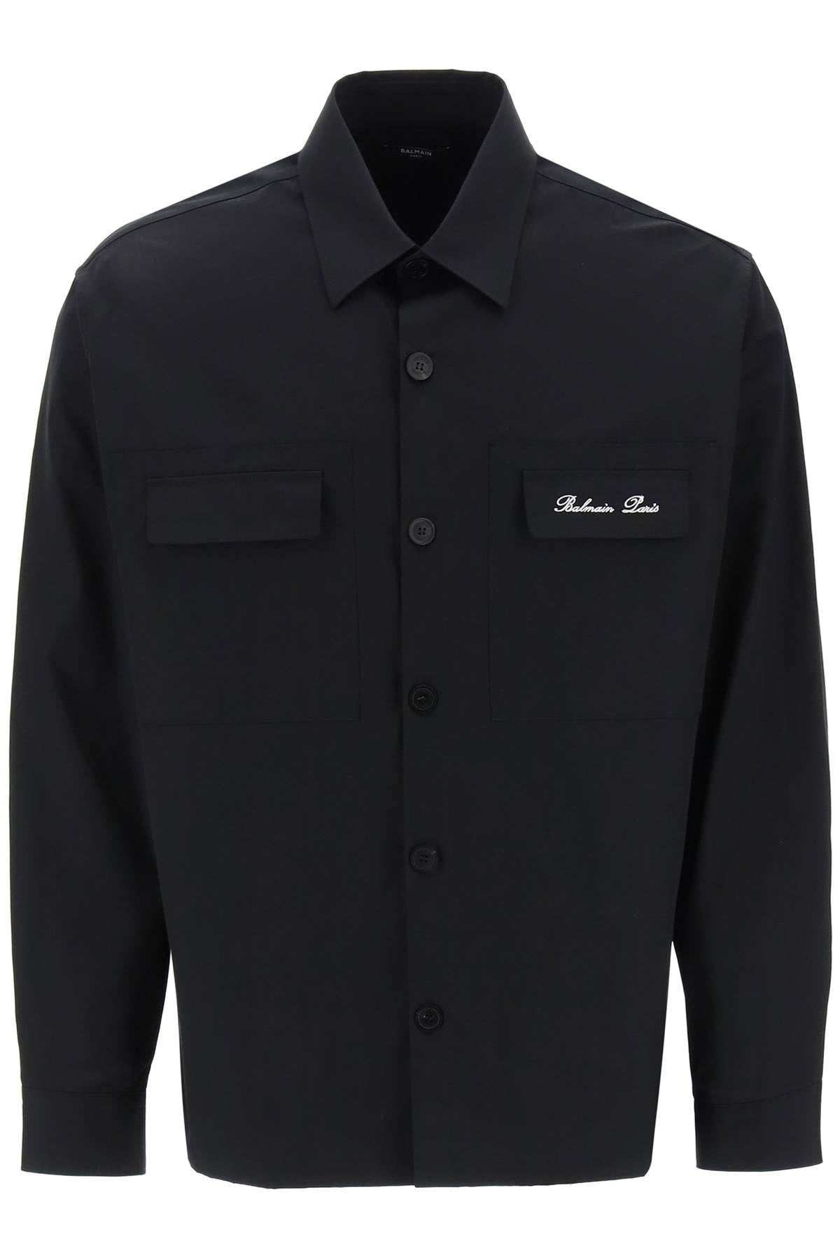 Balmain overshirt with logo embroidery