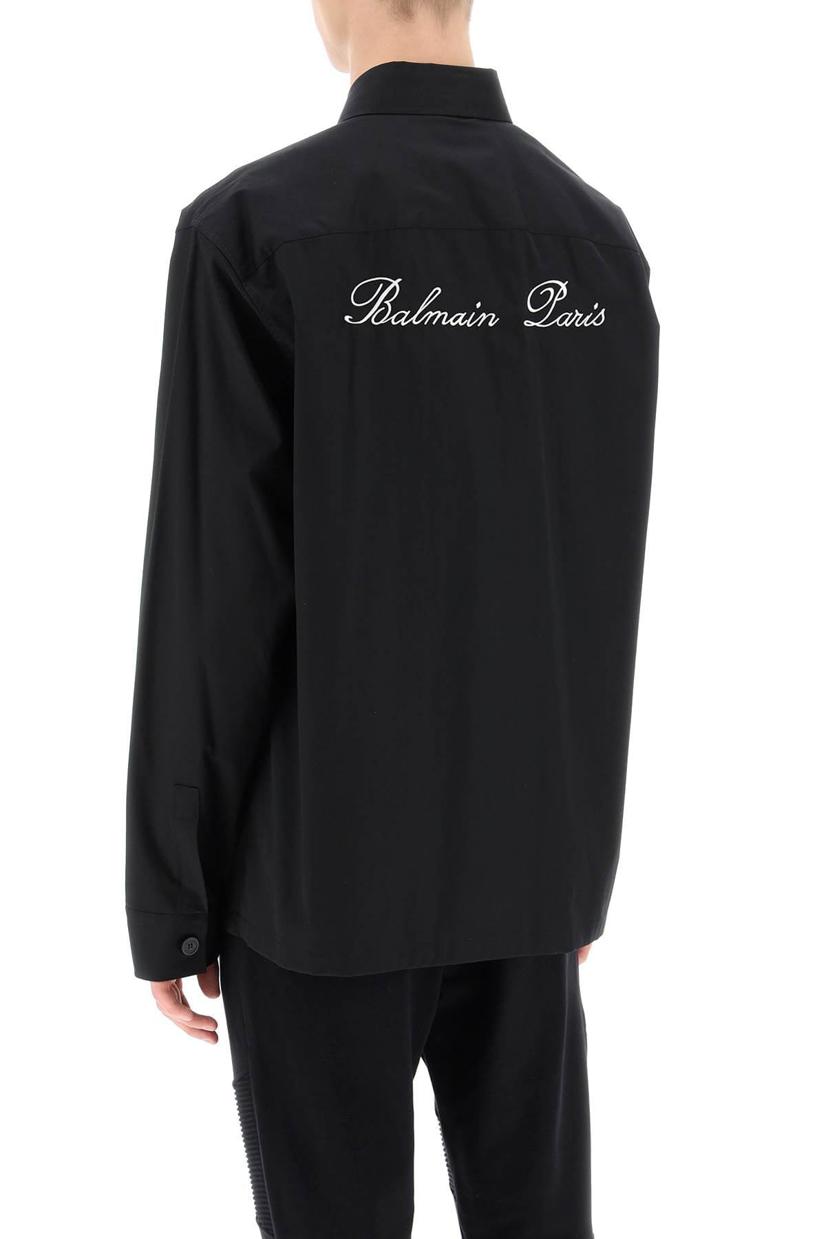 Balmain overshirt with logo embroidery