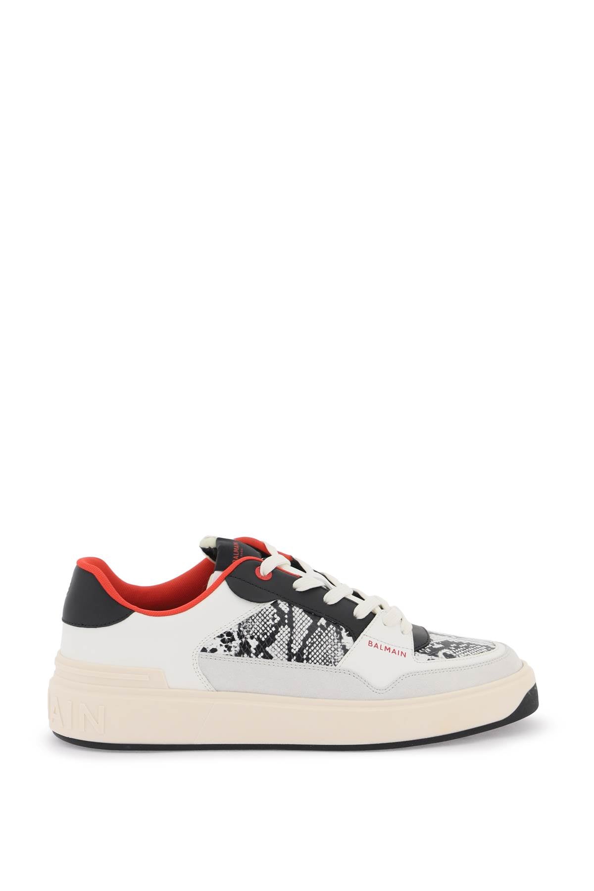 Balmain b-court flip sneakers in python-effect leather