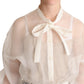 Dolce & Gabbana Elegant White Silk-Cotton Ascot Blouse