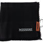 Missoni Elegant Black Wool Scarf with Logo Embroidery