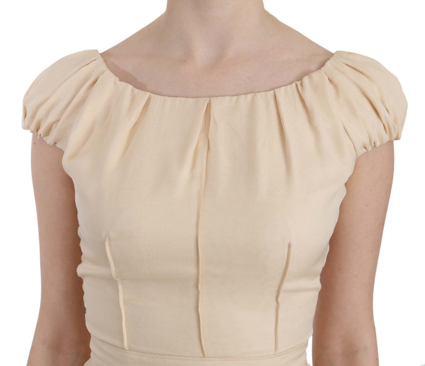 Dolce & Gabbana Silk Column Garterized Sleeve Gown