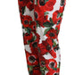 Dolce & Gabbana Elegant White Poppy Print Tapered Pants
