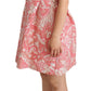 Dolce & Gabbana Pink Floral Jacquard Pleated Sheath Dress