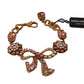 Dolce & Gabbana Elegant Crystal Charm Gold Bracelet