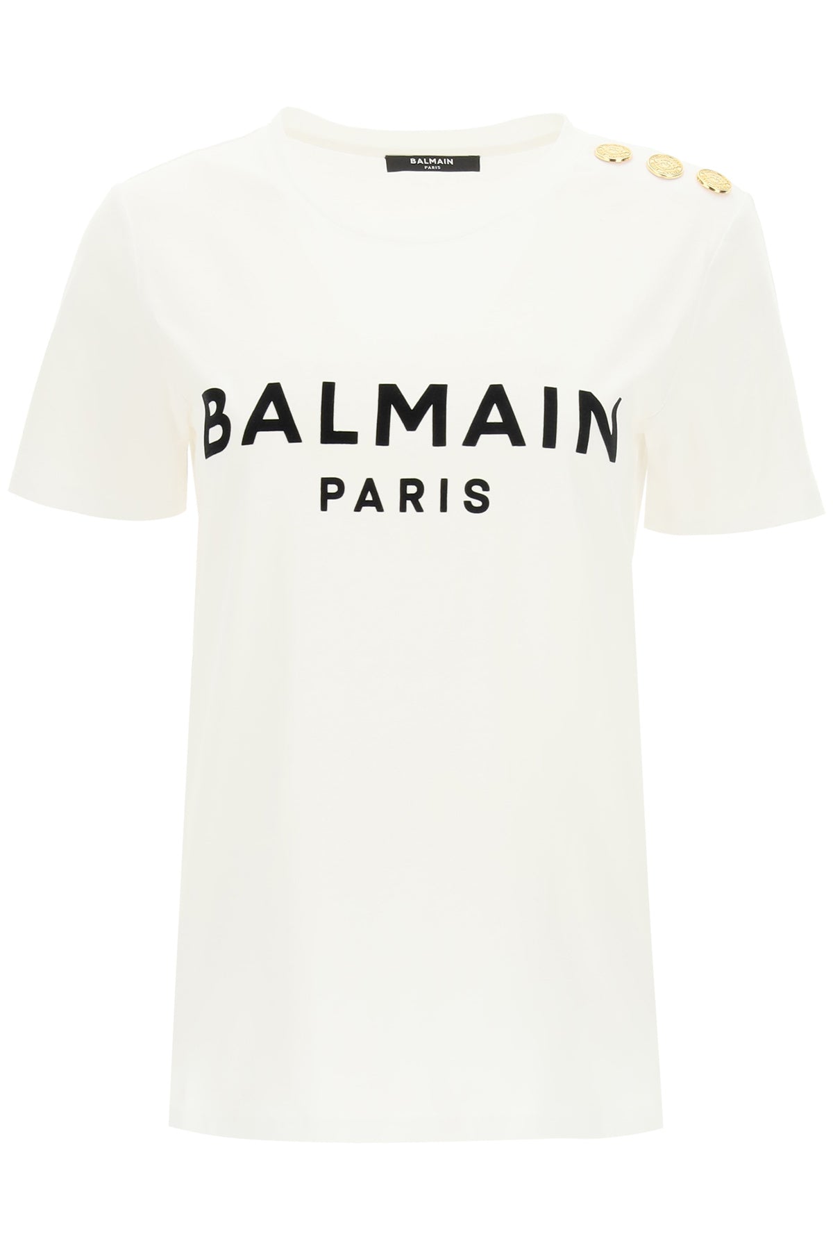 Balmain t-shirt with logo print and embossed buttons