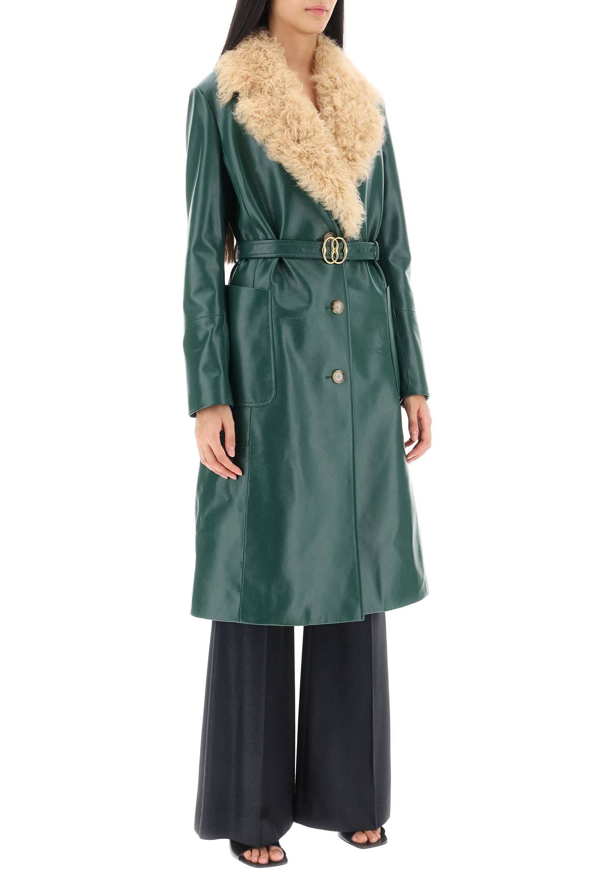 Bally leather and shearling coat