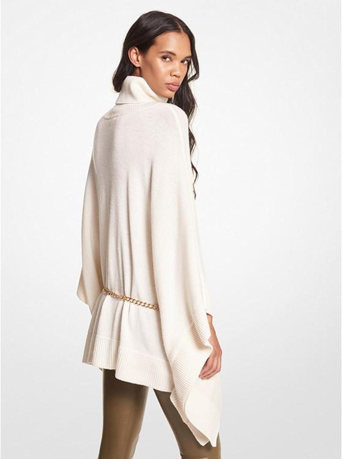 Wool Blend Turtleneck Poncho