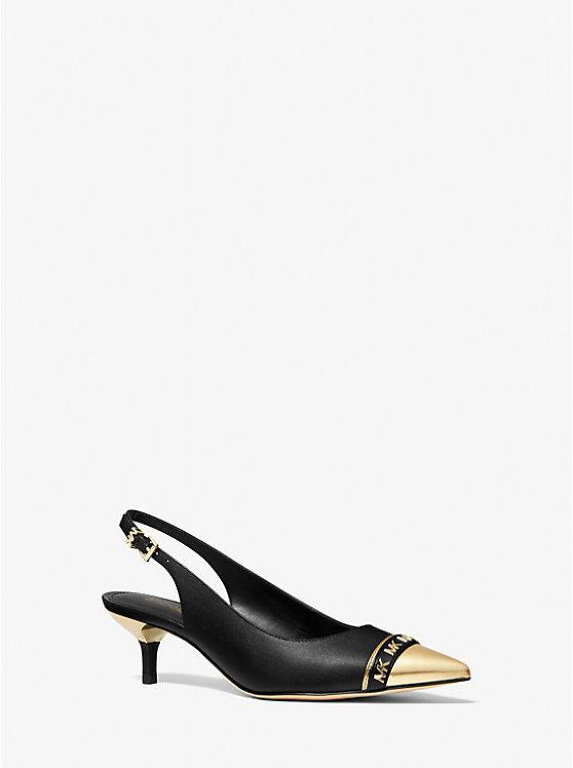 Kadence Leather Cap-Toe Slingback Mid Pump