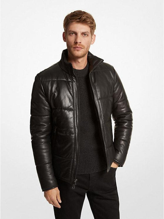 Quilted Leather Puffer Jacket