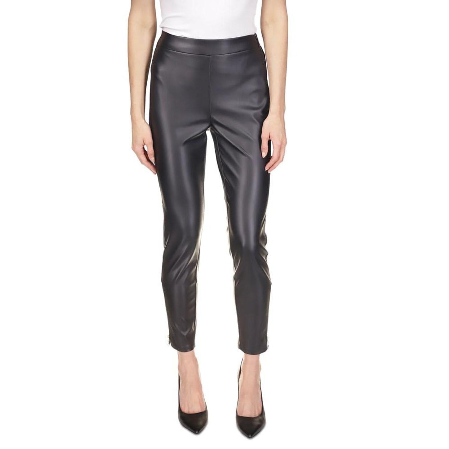 Women's Faux-Leather Zip-Ankle Leggings