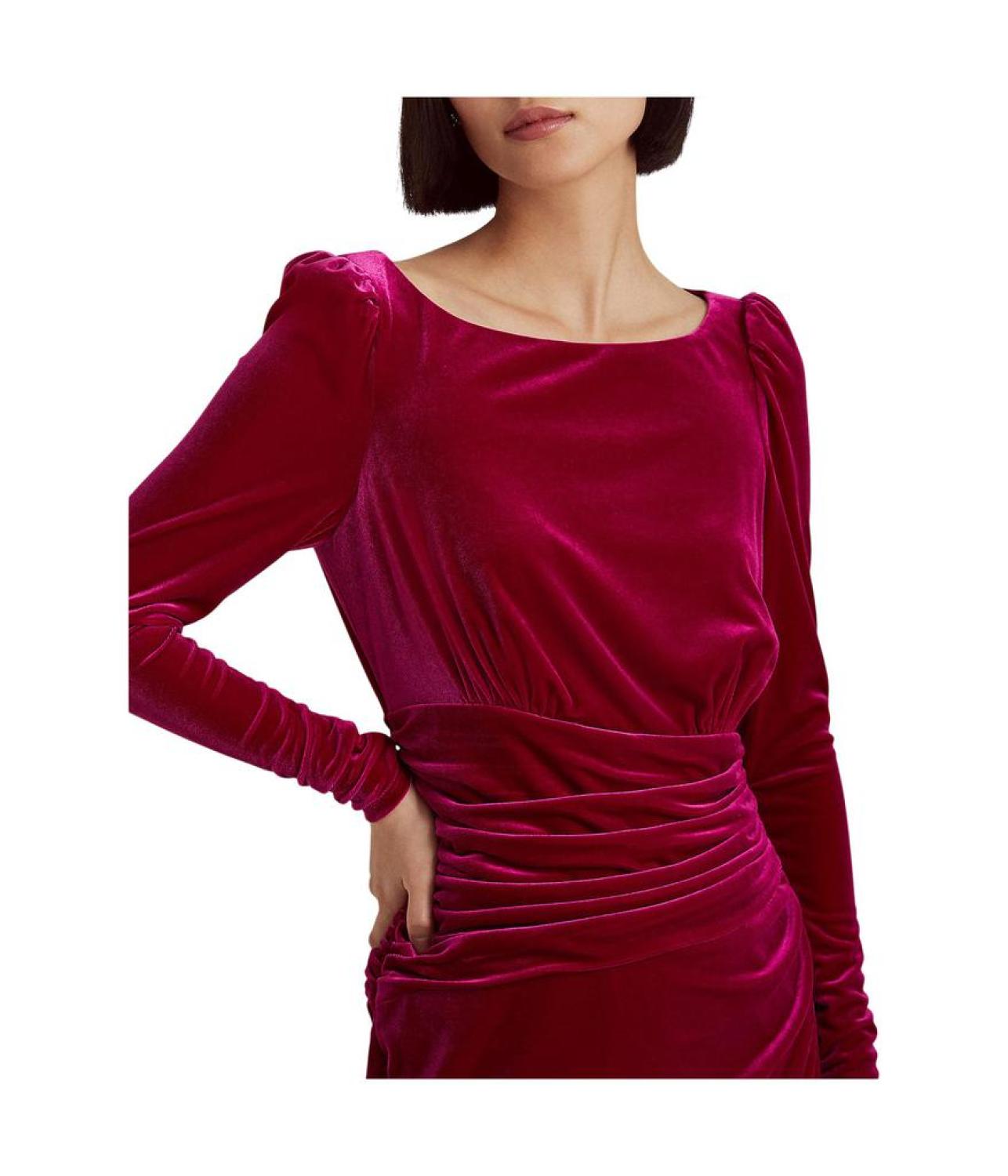 Velvet Puff-Sleeve Cocktail Dress