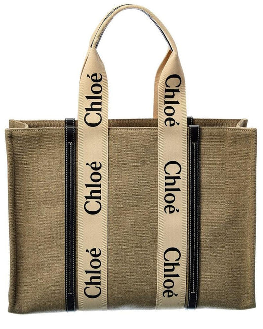 Chloé Woody Large Canvas & Leather Tote